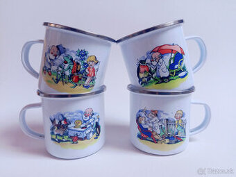 Smaltované hrnčeky s retro obrázkami