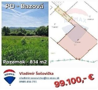 Slnečný stavebný pozemok 814 m2 - Bazová - Kopanice - PD