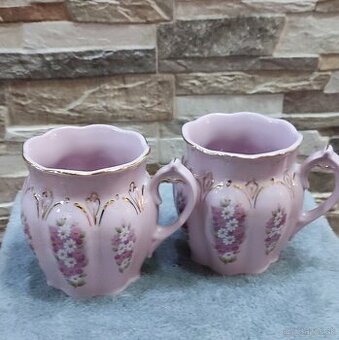 Růžový porcelán,2 hrníčky, Chodov