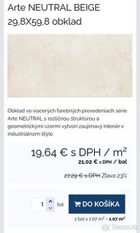 Keramicky OBKLAD NEUTRAL BEIGE 29,8X59,8 CM