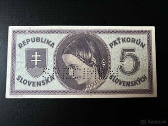 ►►►5 Slovenskych korun 1945 HANICKA◄◄◄