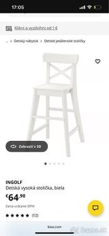 Detská jedalenska stolička ikea ingolf