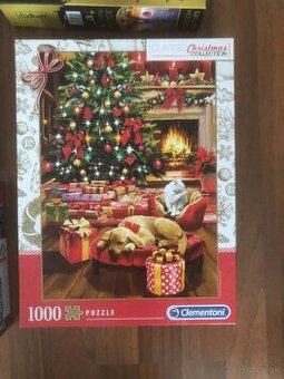 Predám puzzle 1000 Christmas by the fire Clementoni