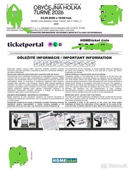 Predám 2 vstupenky na koncert Lucie Bílá