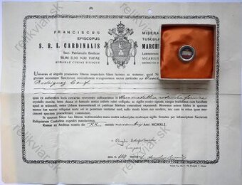 Relikviár z 20. storočia s relikviou Svätý Alfonz Rodríguez