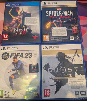 Spider-man Miles morales, Ghost of Tsushima, Fifa 23, Nioh 2