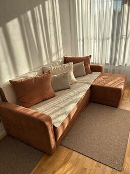 Rohová sedacia rozkladacia súprava s úložným priestorom