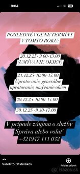 Upratovanie , upratovacie služby, umývanie okien