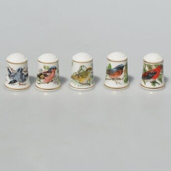 Sada 5 ks Porcelánové náprstky - Spevavé vtáky
