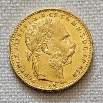 Vzácnejší zlatý uhorský 8 zlatník 1890 kb Fiume, FJI