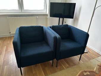 2× moderné modré kreslá