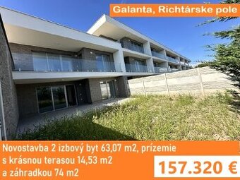 2 izbový byt 63 m2 terasa záhradka 74m2 Galanta Richtár.pole