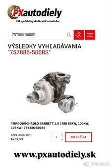 Turbo GARRETT 2.0 CRDi - 100kw, 103kw