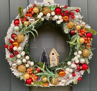 Vianočný veniec 36cm na dvere s LED podsvietením venček