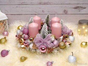 Adventný veniec okruhlý ružovo zlatý