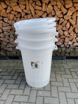 Sud 100L biely potrav. plast + biele potrav. plastové veko