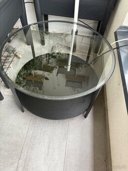 VITTSJÖ Konferenčný stolík, čierno-hnedá/sklo, 75 cm