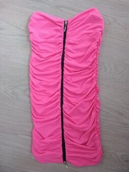 Neónovo ružové šaty na zips