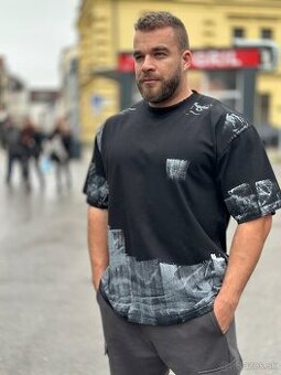 Luxusne tričko oversize Balenciaga čierno sivé