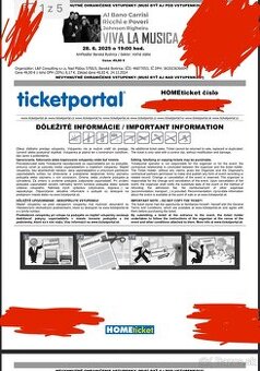 Predám 5 vstupeniek na koncert Viva la musica – Albano Carri