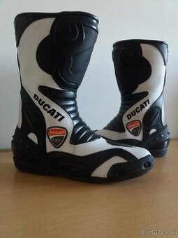 Moto Kožené Čižmy Ducati Corse White - Black