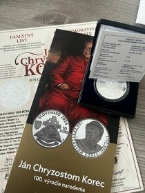 Strieborna pamatna minca kardinál Korec