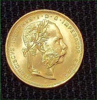 Zlatá investičná minca, mince, 8 zlatník F.Jozef I., r. 1892