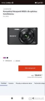 SONY DSC W830 TOP PREDANÉ