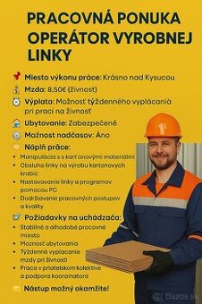 Operátor linky – stabilná práca s ubytovaním