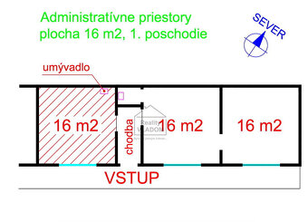 • Miestnosť s plochou 16 m2 na prenájom, centrum mesta.