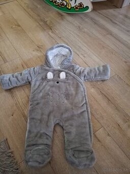 Šedý hrubý zimný overal - 6-9 mesiacov