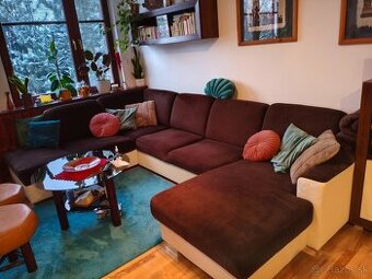 Sedacia súprava tvaru U rozkladacia s úložným priestorom