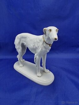 Starožitná porcelánová soška  psa- 19.9/17.6 cm