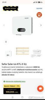 Trojfázový menič Sofar Solar 6.6 KTL-X G3 - 6600W