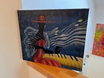 Predám obraz, olej - motív hudobný