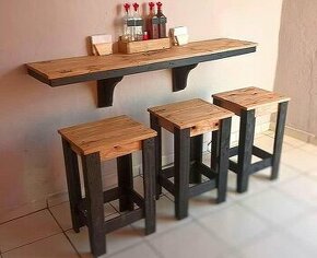 Barový stôl a 3 barové stoličky
