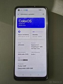Oppo reno 7 lite / 8 lite, 128 GB, rám 8 GB + 4 GB