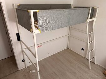 VITVAL - Rám poschodovej postele, biela/svetlosivá, 90x200 c
