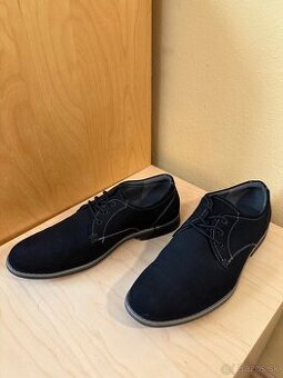 Spoločenské topánky Lanetti čierne s brúsenou kožou