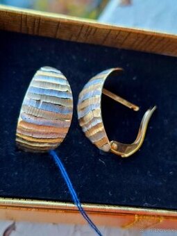 Zlaté náušnice kombinované zlato 585