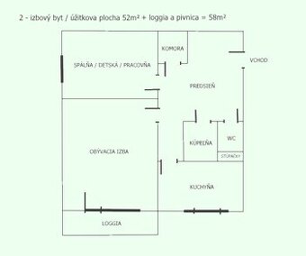 2 izbový byt s loggiou a komorou - predaj / REALITKY NEVOLAŤ