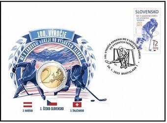 Numizmatická obálka : 100. výročie ME v hokeji v Tatrách.