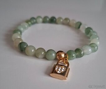 Náramok zo 6mm bledozeleného jadeitu