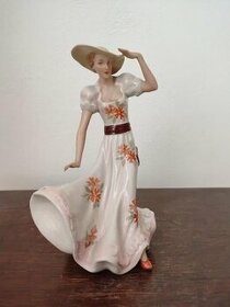 Royal dux Deutschland porcelánová soška dáma s klobúkom

