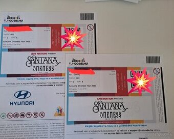2x originálne vstupenky Carlos Santana v MVM Dome Budapešť