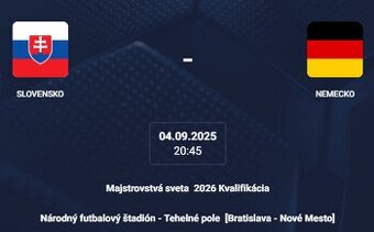 Slovensko - Nemecko 04.09.2025 20:45 - Kvalifikácia MS 2026