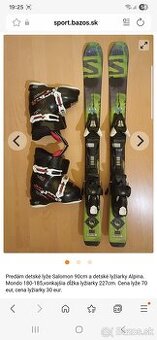 Detské lyže 90cm a lyžiarky 180-185