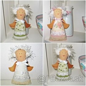 Dekorácia anjel - zelený, ružový, biely