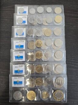 San Marino Lira sady UNC 1 lira- 1000lira sady bez AG