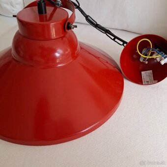 červena kovova lampa - industrial, priemer 30cm